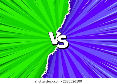 Cartoon comic background. Fight versus. Comics book colorful competition poster with torn paper element. Retro Pop Art style. Vector illustration