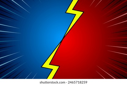 Cartoon comic background fight versus comic book colorful competition poster with halftone elements. vector illustration eps 10.