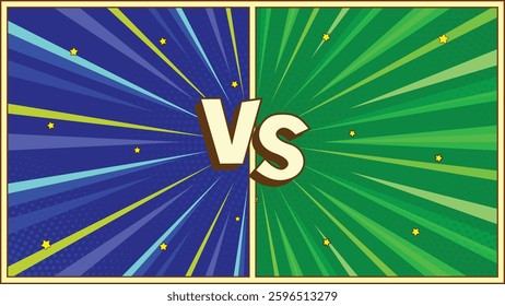 Cartoon comic background. Fight versus. Comics book colorful competition poster with halftone elements. Retro Pop Art style. Vector illustration