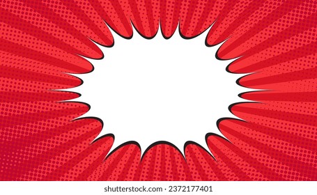 Cartoon comic background, Pop art red comics book cartoon. comic background with dot pattern halftone abstract. Vector halftone illustration. Vintage backdrop for comic superhero text, speech bubble, 