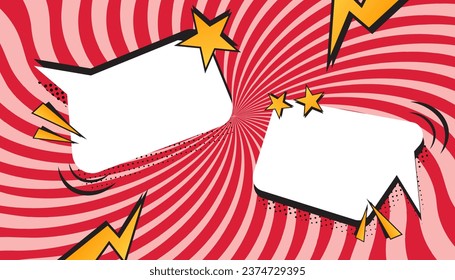 Cartoon comic background, Pop art red comics book cartoon. comic background with dot pattern halftone abstract. Vector halftone illustration. Vintage backdrop for comic superhero text, speech bubble, 