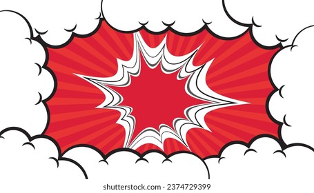 Cartoon comic background, Pop art red comics book cartoon. comic background with dot pattern halftone abstract. Vector halftone illustration. Vintage backdrop for comic superhero text, speech bubble, 