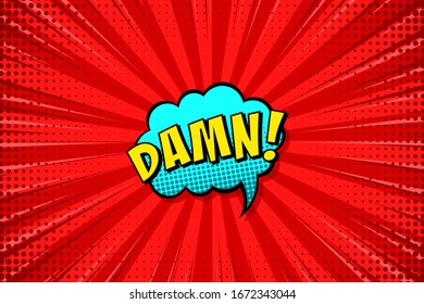 Cartoon comic background. Speech bubble. Comics book colorful poster with halftone elements. Retro Pop Art style. Vector illustration.
