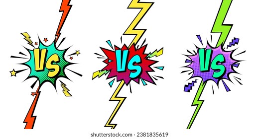 Cartoon comic background. Vs, fight versus. Comics book colorful competition poster with halftone elements. Retro Pop Art style. Vector illustration