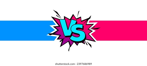 Cartoon comic background. Vs, fight versus. Comics book colorful competition poster with halftone elements. Retro Pop Art style. Vector illustration