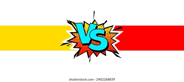 Cartoon comic background. Vs, fight versus. Comics book colorful competition poster with halftone elements. Retro Pop Art style. Vector illustration