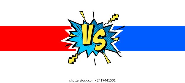 Fondo del cómic de dibujos animados. Vs, lucha contra. Los comics son un colorido afiche de la competencia con elementos de medio tono. Estilo retro pop Art. Ilustración del vector