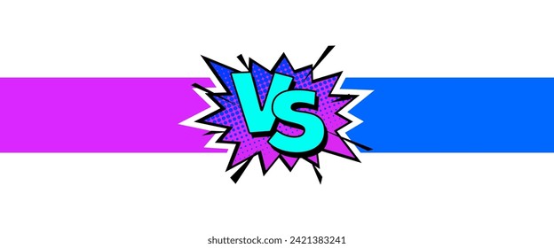 Cartoon comic background. Vs, fight versus. Comics book colorful competition poster with halftone elements. Retro Pop Art style. Vector illustration