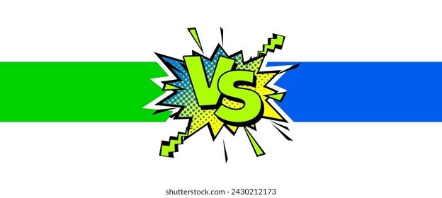 Cartoon comic background. Vs, fight versus. Comics book colorful competition poster with halftone elements. Retro Pop Art style. Vector illustration