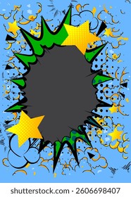 Cartoon, comic book background. Retro vector comics pop art design.