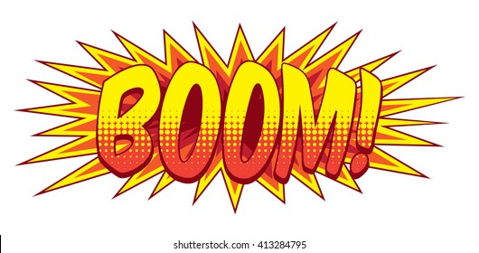 A cartoon comic book boom explosion sound effect illustration design element graphic