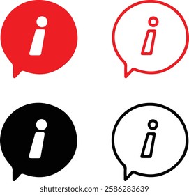 Cartoon comic book style bubble with information info symbol. Simple icons. Flat vector illustration isolated on white or transparent background.