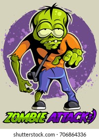 Cartoon, comic book style zombie, vector image.