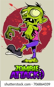 Cartoon, Comic Book Style Zombie, Vector Image.