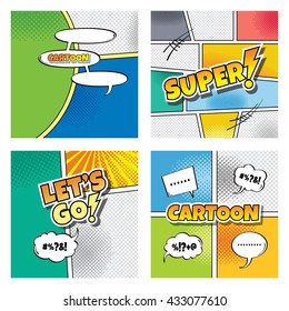 cartoon comic book template theme vector art illustration