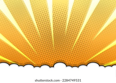 Cartoon comic book yellow background with sun rays