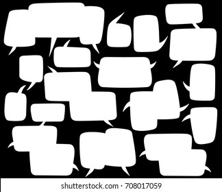 cartoon comic bubble, speech bubble, white on a black background, white, no stroke, vector