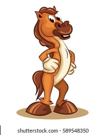 Cartoon Comic Character Mascot Young Standing Horse Pony Logo Vector