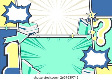 Cartoon Comic Education Template with Books and Achievement, Fun and creative comic book layout with a focus on education and success Ideal for classroom posters and social media