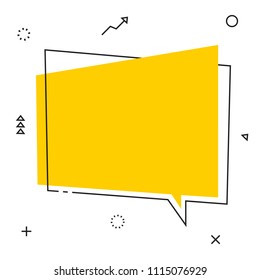 Cartoon comic empty talk blank vector modern speech bubble, communication icon set, yellow thin line, contour banner, idea design, graphic concept isolated on white background.