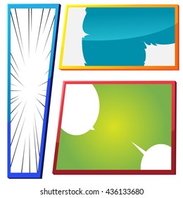 Cartoon Comic Frame Template Color Vector