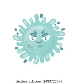 Cartoon comic germ disease microorganism, kawaii microbe pathogen bacteria virus with funny face isolated on white