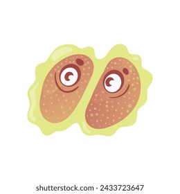Cartoon comic germ disease microorganism, kawaii microbe pathogen bacteria virus with funny face isolated on white