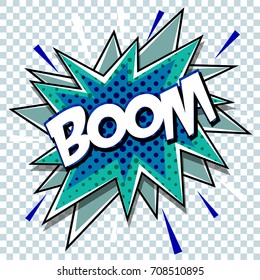 Cartoon comic graphic design for explosion blast dialog box background with sound BOOM.