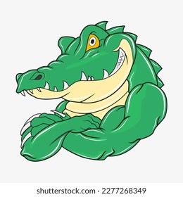 Cartoon Comic Green Vector Illustration Crocodile Logo Icon Design