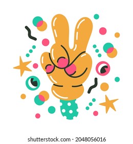 Cartoon comic hand. Comic character gloved hand poster, doodle cute elements vector background illustration. Abstract comic mascot
