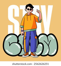 Cartoon comic handdraw streetwear style illustration