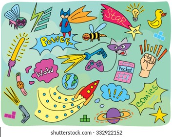 cartoon comic pattern with super heroes