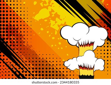 Cartoon comic powerful dynamic textures and grunge effects. Vector pop art background with explosion lines, halftone dots
