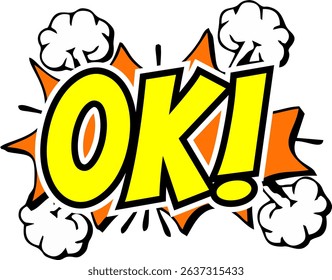 Cartoon comic sign burst clouds. Speech bubble, Oke OK sign expression and pop art text frames. Comics mem expressions speech, superhero book Oke OK label. Isolated vector symbols set