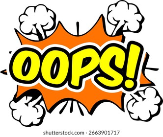 Cartoon comic sign burst clouds. Speech bubble, Oops sign expression and pop art text frames. Comics mem expressions speech, superhero book Oops label. Isolated vector symbols set