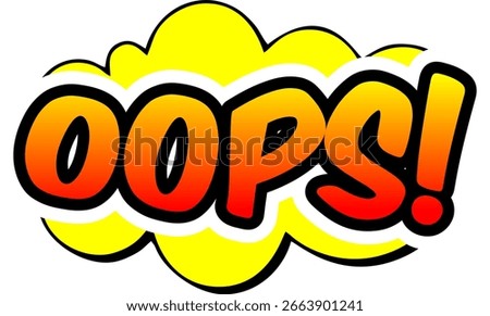 Cartoon comic sign burst clouds. Speech bubble, Oops sign expression and pop art text frames. Comics mem expressions speech, superhero book Oops label. Isolated vector symbols set