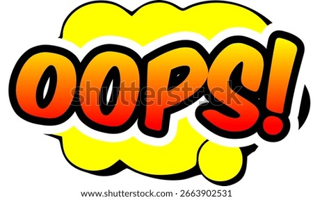 Cartoon comic sign burst clouds. Speech bubble, Oops sign expression and pop art text frames. Comics mem expressions speech, superhero book Oops label. Isolated vector symbols set