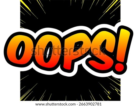 Cartoon comic sign burst clouds. Speech bubble, Oops sign expression and pop art text frames. Comics mem expressions speech, superhero book Oops label. Isolated vector symbols set