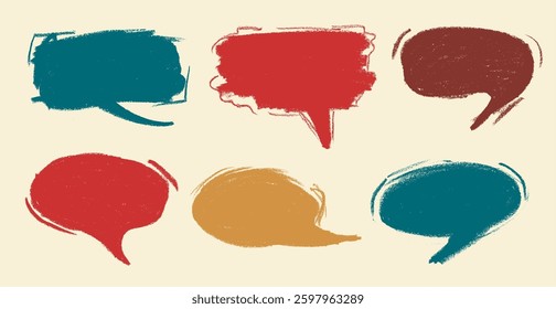 Cartoon Comic Speech Bubble Crayon Chalk Drawing Vector Set