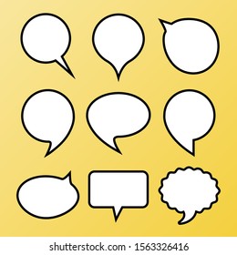 Cartoon comic speech bubbles set. White blank clouds for text. Comic text speech bubbles icons. Vector illustration.