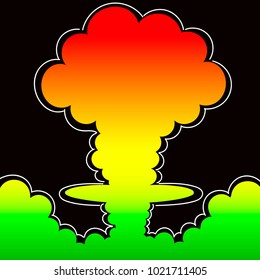 Cartoon comic style nuclear mushroom cloud illustration. Atomic explosion vector clip art.