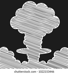 Cartoon comic style nuclear mushroom cloud illustration. Atomic explosion vector clip art.