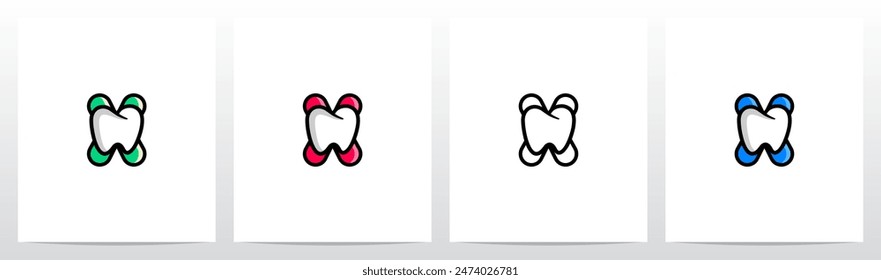 Cartoon Comic Stil Zahnarzt Brief Initial Logo Design X