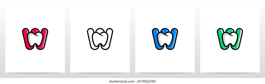 Cartoon Comic Style Tooth Dentist Letter Initial Logo Design W