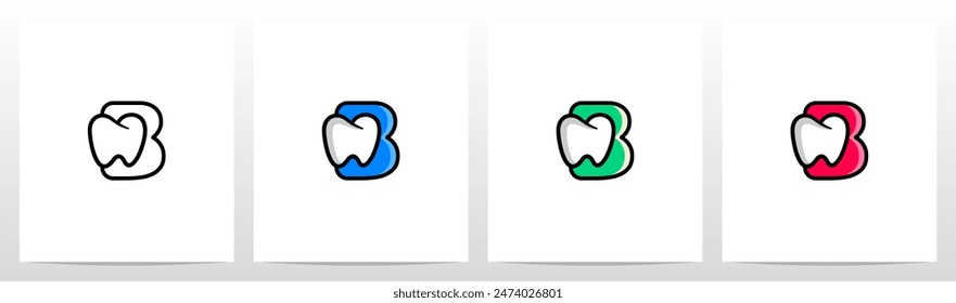 Dibujos animados Estilo cómic Diente Dentista Letra Inicial Logo Diseño B