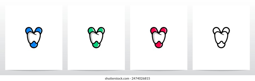 Cartoon Comic Style Tooth Dentist Letter Initial Logo Design Y