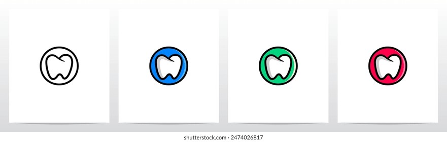 Cartoon Comic Style Tooth Dentist Letter Initial Logo Design O