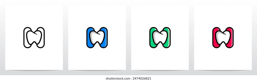 Cartoon Comic Style Tooth Dentist Letter Initial Logo Design H