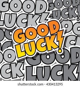 cartoon comic text good luck template theme vector art illustration