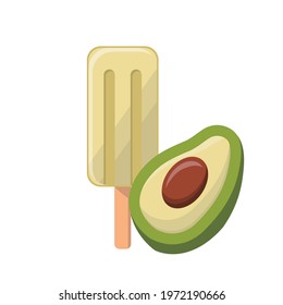 Cartoon Comic Vector Of Avocado Popsicle